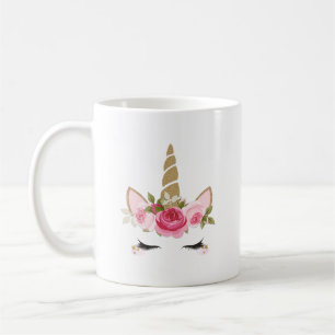 Tasse à café Licorne Or Rose Florale Mignonne Bran