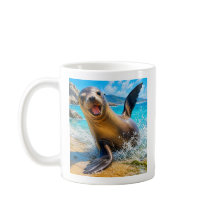 Tasse à café Lion de mer mignon
