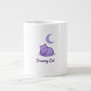 Tasse à café Lune Chat Rêveur Cadeau Chat Violet