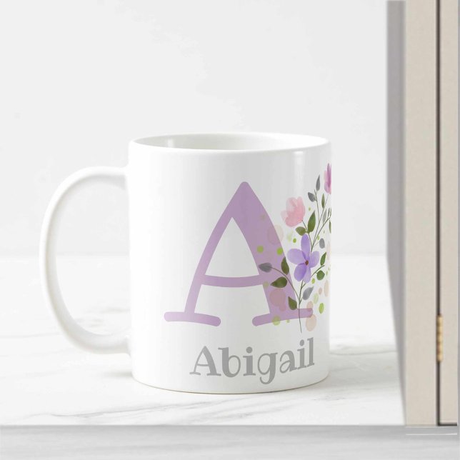 Tasse à café Monogramme & prénom Abigail (Créateur téléchargé)
