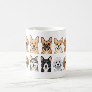 Tasse à café motif aquarelle races de chiens migno