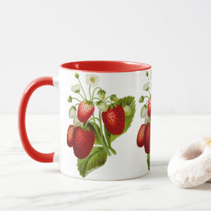 Tasse à café motif fraise de style campagnard