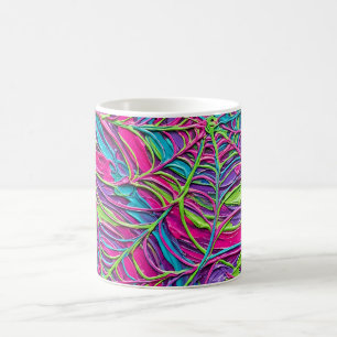 Tasse à café néon vibrante en dentelle de toile d'
