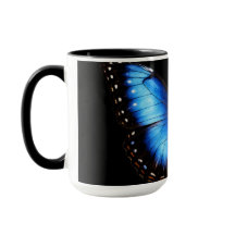 Tasse à café noire Papillon Bleu