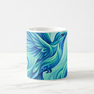 Tasse à café Oiseau-Mouche Bleu Océan Abstrait
