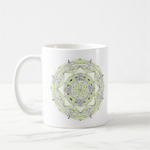 Tasse à café originale mandala design 2 faces vert