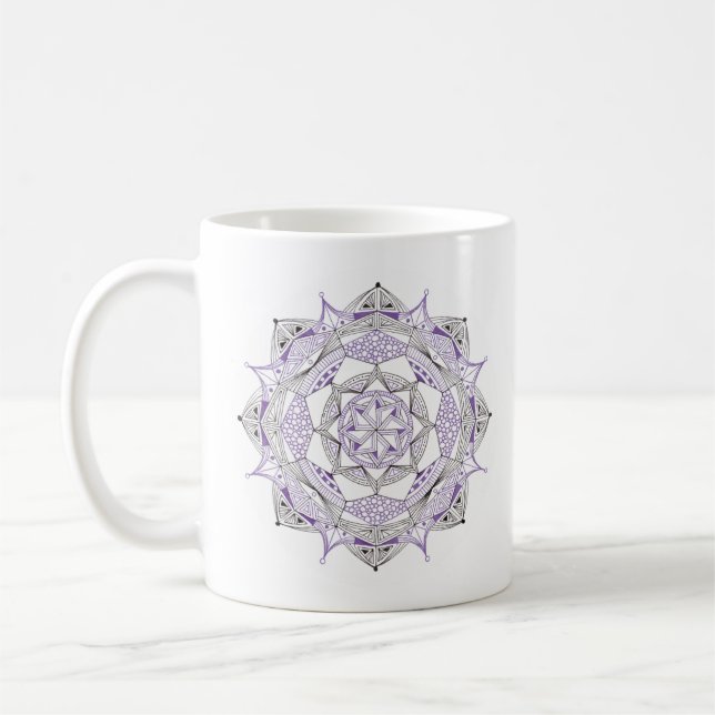 Tasse à café originale mandala recto-verso violet (Gauche)