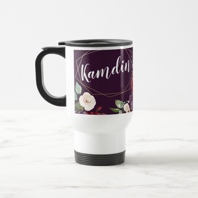 Tasse à café personnalisée 15 onces Plum Purple Ro (Gauche)
