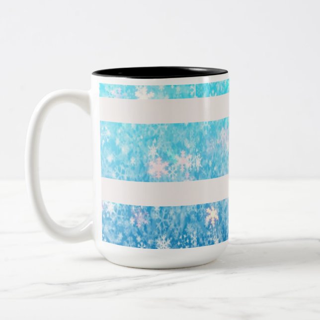 Tasse à café rayée de neige scintillante (Gauche)