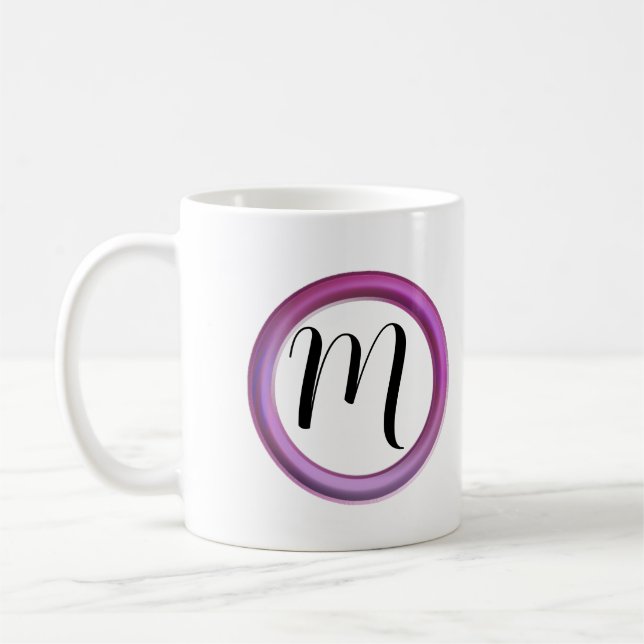 Tasse à café rose cercle Monogramme (Gauche)