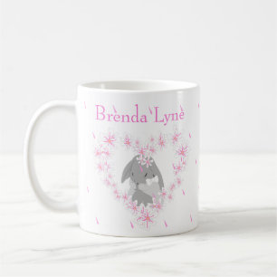Tasse à café rose Fille au Lapin de Pâques