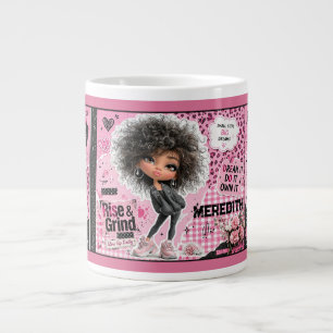 Tasse à café rose personnalisée avec le nom de la