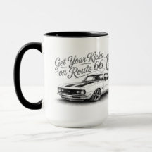 Tasse à café Route 66 de la voiture musclée classi