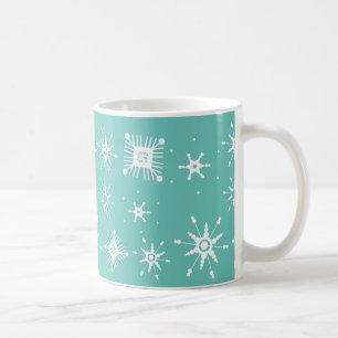 Tasse à café sarcelle géométrique mélange flocons