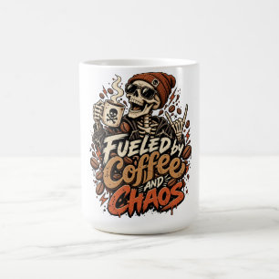 Tasse à café squelette alimentée par le café et le