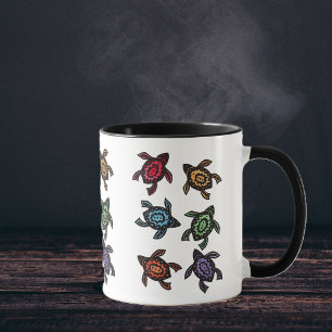 Tasse à café Tortues Abstraites Colorées
