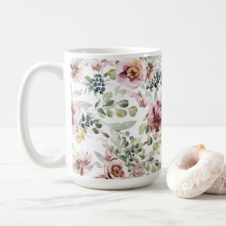 Tasse à café vintage à fleurs romantique