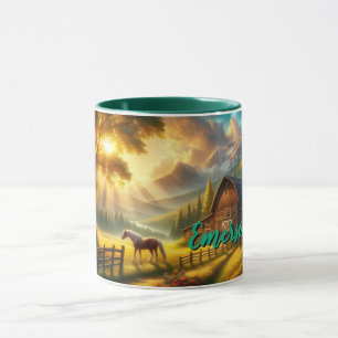 Tasse à cheval personnalisée pour un matin paisibl