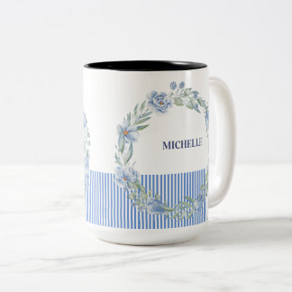 Tasse à couronne florale personnalisée 