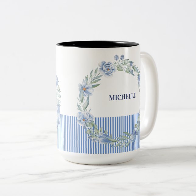 Tasse à couronne florale personnalisée  (Devant droit)