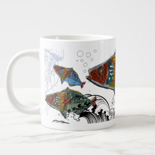 tasse à design de poisson/dessin au poinçon/élémen