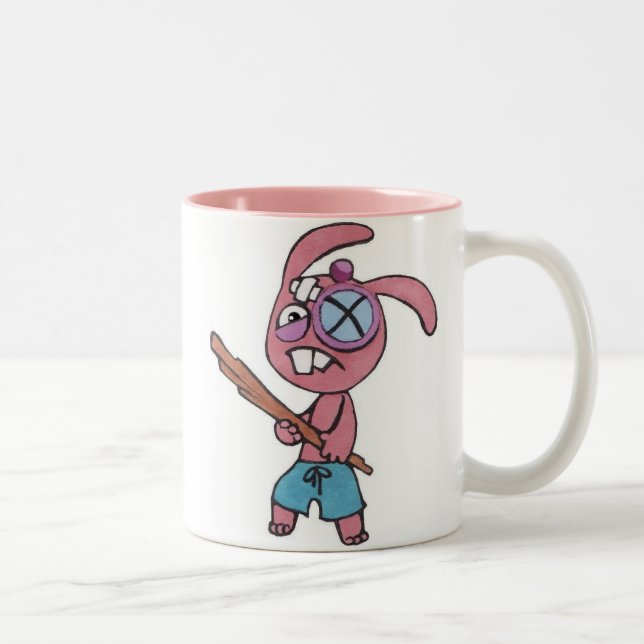Tasse à deux tons de combat du lapin 11oz (Droit)