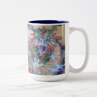 Tasse à deux tons de dragon chinois - marine