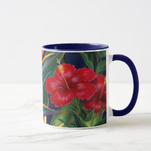 Tasse à deux tons de marine de paradis tropical