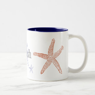 Tasse à deux tons d'étoiles de mer - bleu marine