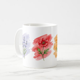Tasse à eau fleurs sauvages aquarelle 4 fleurs b