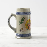 Tasse à emballage vert et rose illustrée de style