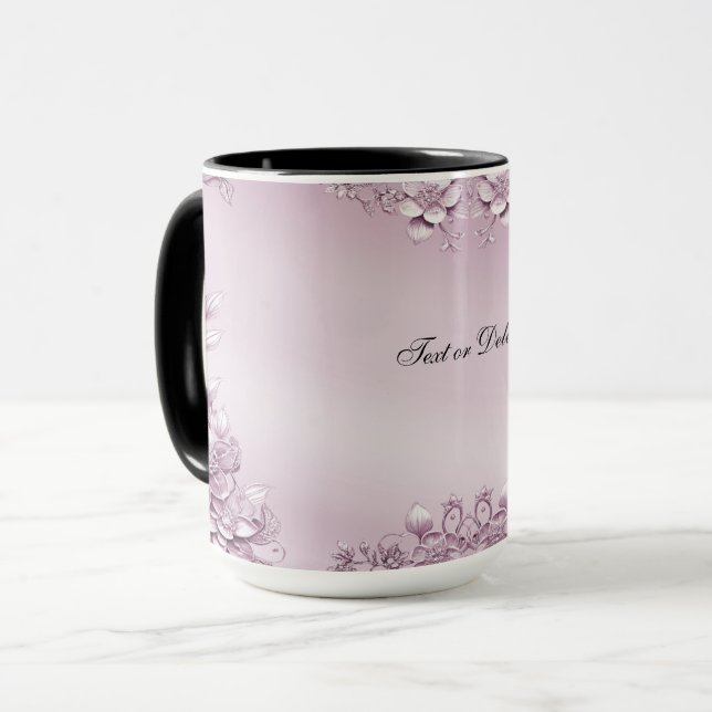 Tasse à feuillage floral rose (Devant gauche)