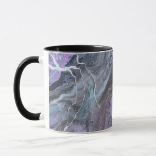 Tasse à flux abstrait violet et sarcelle