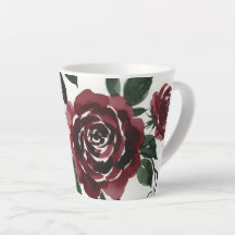 Tasse à Latte Aquarelle Roses Rouge Foncé