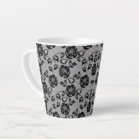 Tasse à Latte Broderie Anglaise Noire avec Roses