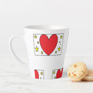 Tasse à latte Cœur Rouge Fantaisiste et Étoiles Do