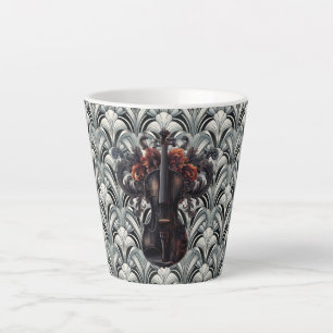 Tasse à latte en céramique Black Violin en Art Déc