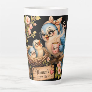 Tasse à latte noire Nid Douillet de Maman