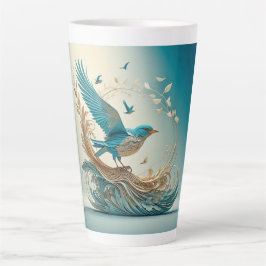 Tasse à latte (Oiseau bleu)