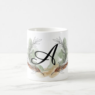 Tasse à monogramme de branche d'olivier personnali