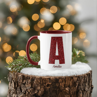 Tasse à monogramme moderne avec paillettes et nom