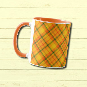 Tasse à motif carreaux orange jaune