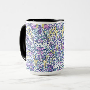 tasse à motif d'art folklorique floral pastel / ta