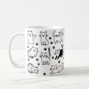 Tasse à motif de chat noir et blanc drôle