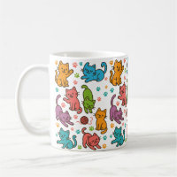 Tasse à motif de chats de dessin animé colorés – A