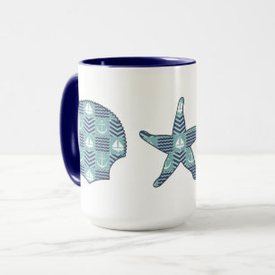 Tasse à motif de courtepointe nautique