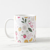 Tasse à motif de fruits d'agrumes et de fraises
