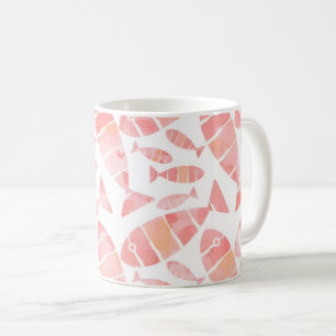 Tasse à motif de poissons à l'aquarelle rose et co