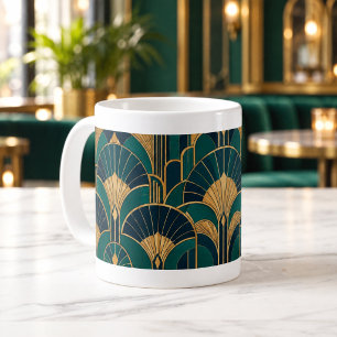 Tasse à motif éventail Art déco émeraude