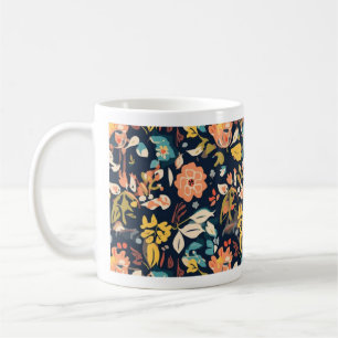Tasse à motif floral (bleu marine)